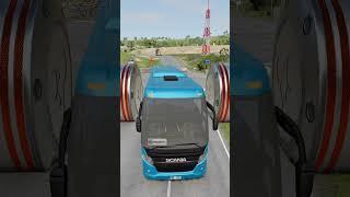 City Buses & Logs Truck vs Hydraulic Crash - BeamNG.drive #shorts #beamngdrive #bus