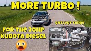 S5 E22. We install a VNT / VGT turbo on the 20hp Kobota d722 diesel in our Honda for moor boost!!