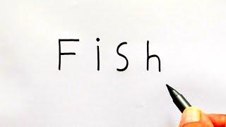 How To Draw Fish  From Word Fish( VERY SIMPLE DRAWING )