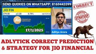 Jio Finance Sinks 15%| Adlytick Correct Prediction & Strategy| Aditya Arora NDTV Profit 17-1-2025