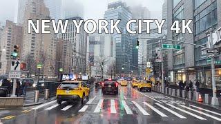 Rainy Midtown Manhattan 4K - Driving Downtown - New York City USA