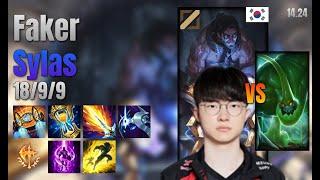 Faker Mid Sylas vs Zac lol KR solo rank Full Game 14.24 | 페이커 사일러스 vs 자크