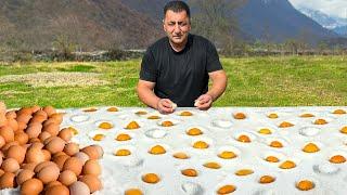 Typical Life In An Azerbaijani Village! Cooking A Huge Roll In The Stove For All The Kids!