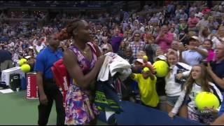 Venus takes as many towels as possible to give to fans