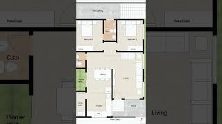 30' x 45' South East corner plot's floor plan