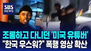 조롱하고 다니던 '미국 유튜버'…"한국 우스워?" 폭행 영상 확산 / SBS / 오클릭