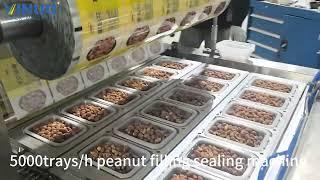 Automatic Peanut Tray Vacuum Packing Machine Volumetric Tray Filling Sealing Machine