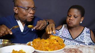 ASMR PLANTAIN AND YAM PORRIDGE WITH ROASTED CHICKEN    NIGERIAN/AFRICAN FOOD MUKBANG