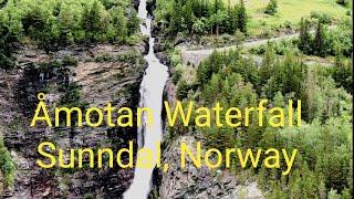 Åmotan waterfall, Sunndal Norway (with aerial view)