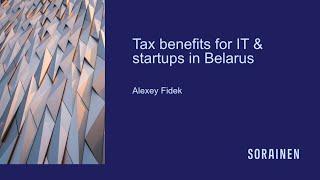 Tax benefits for IT and startups in Belarus. Alexey Fidek