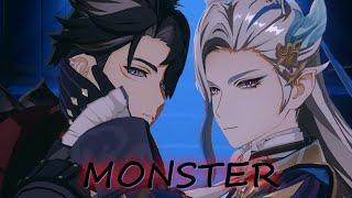 【 原神 / Genshin Impact MMD 】 Monster 【 Wriolette 】 ( Wriothesley & Neuvillette )