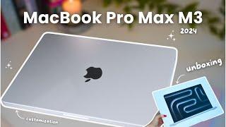 Apple MacBook Pro Max M3 2024  unboxing aesthetic, cute customization, widgets, setup & comparison