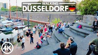  DÜSSELDORF GERMANY Relaxing Summer Walk 2021 | Rhine & Media Harbour | 4K