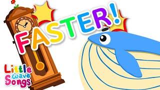 Faster! Hickory Dickory Dock with Whale + More Nursery Rhymes  | Little Wave Songs   Baby Coco