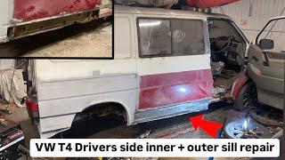 VW T4 Drivers Side Inner/Outer Sill Repair - (very rusty T4 transporter welding restoration build!)