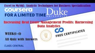 Increasing Real Estate Management Profits: Harnessing Data Analytics , week(1-7) All Quiz Answers.