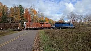 Not Many Leaves Left On The Trees As The Escanaba & Lake Superior Railroad Head South #trains #train