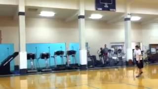 Epic Treadmill One Handed Basketball Shot!!