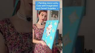 Painting Lucky Cats with Zenart Supplies  #art #zenartsupplies #painting#luckycat