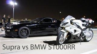 BMW 1000RR vs Toyota Supra on the highway (HD)