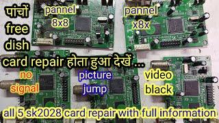 free dish 5 card repair step by step/no signal problem/dead solution/video still problem/video फॉल्ट