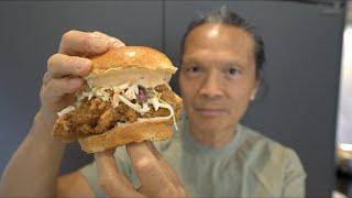 Iron Chef Dad's Fried Chicken Sandwich Recipe.