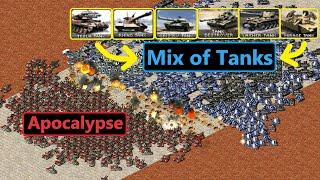 Apocalypse vs a Mix of Tanks - Same Cost - Red Alert 2