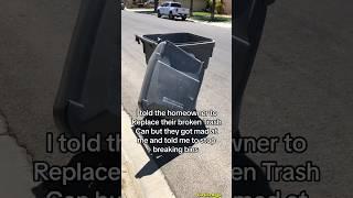 Garbage Truck Breaks Trash Can Lid  #garbagetruck #trash