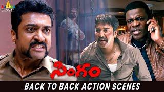 Singam Movie Back to Back Action Scenes | Suriya | Anushka | Hansika | Telugu Movie Scenes