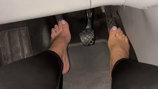 Pedal pumping flooring and hard braking sneakers and  barefoot after gym (preview)