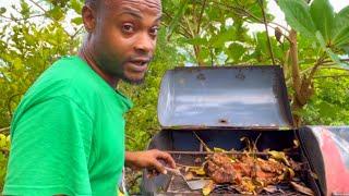 Outdoor Cooking Jamaica sunrise Tv || jerking Pork Rice&Peas and Pasta For Dinner Yard Man Style