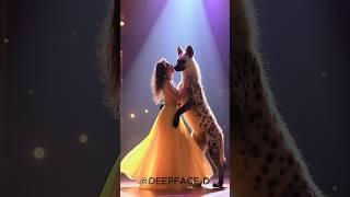 A woman dances with a hyena on AGT #agt #magic #talent #shorts #dance #performance #deepface