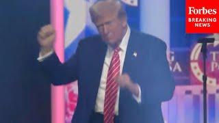 JUST IN: Trump Breaks Out His 'Trump Dance' After Speaking To Turning Point USA's 'AmericaFest'