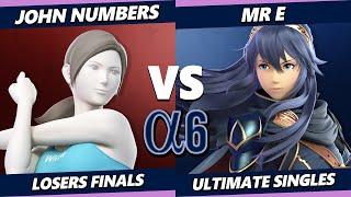 Alpha 6 Losers Finals - John Numbers (Wii Fit) Vs. Mr. E (Lucina) Smash Ultimate - SSBU