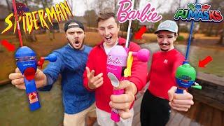 1v1v1 Kiddie Pole Fishing Challenge For BIGGEST FISH!