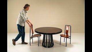 Angelo Mangiarotti 'S11' Round Dining Table in Ebony, Italy 1970s