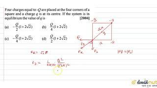 Four charges equal to `-Q` are placed at the four corners of a square and a charge