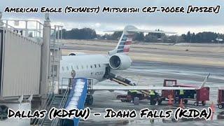 American Eagle (SkyWest) Mitsubishi CRJ-700ER Takeoff From Dallas & Landing at Idaho Falls [N752EV]