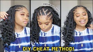 FAKE THE SALON! | Super Easy Braids+Curls On Natural Hair (No heat!)