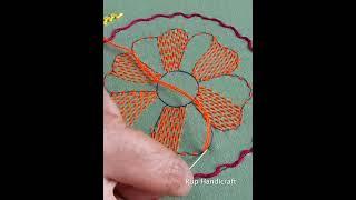 hand embroidery design for beginners, nokshi katha flower embroidery needlework #shorts #nokshikatha