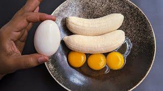 Just Add Eggs With Bananas Its So Delicious! Simple Breakfast Recipe. Healthy Cheap & Tasty Snacks.