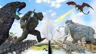 Animal vs Prehistoric mammals Long straight course ! | Animal Revolt Battle Simulator