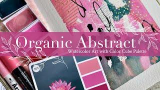 Organic Abstract Watercolor Art with Color Cube Palette