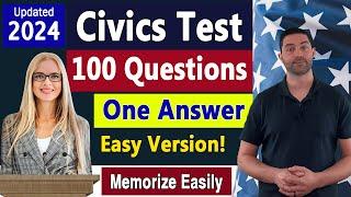 100 Civics Questions Easy Answers in Random Order for US Citizenship Interview 2024 [Easy Version]