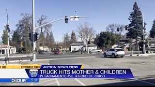 Chico Police investigating accident involving a pickup truck hitting a mother and her three children