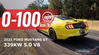 2021 Ford Mustang GT 0-100km/h & engine sound