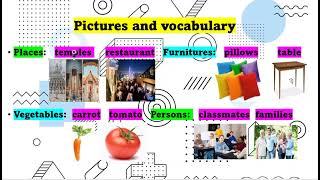 Pictures and vocabulary for demonstrative pronouns lesson Grade 6