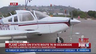 Plane lands on the 76 highway in Oceanside; narcotics found onboard