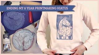 HOW I LINOCUT SHIRTS at home!Returning to printmaking, but with horses!