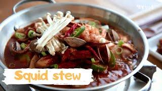 Korean food [Squid dish] How to make squid stew delicious, golden recipe! Squid chilli stew recipe